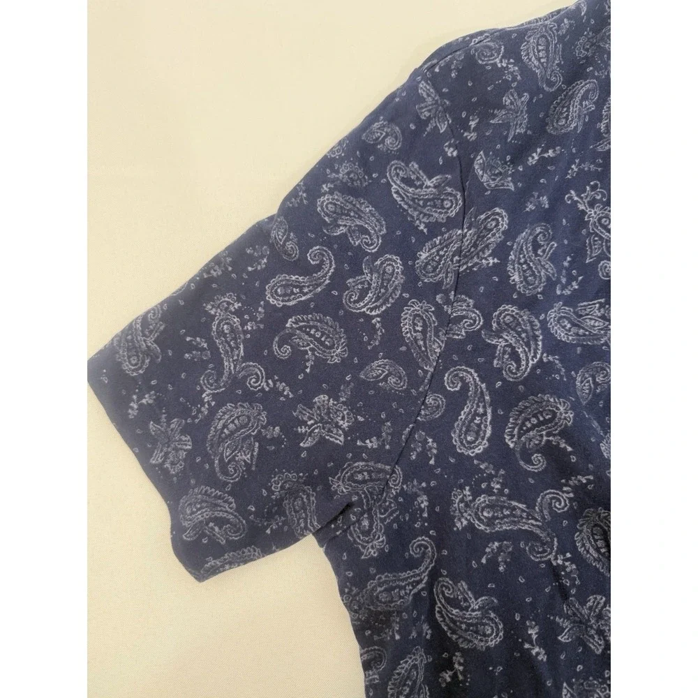 Polo Ralph Lauren Navy Paisley Print Cotton Short Sleeve Polo Shirt Mens XXL‎